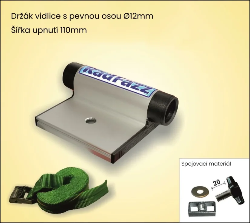 Držák vidlice s pevnou osou - Průměr osy kola: 12 mm, Šířka upnutí: 110 mm