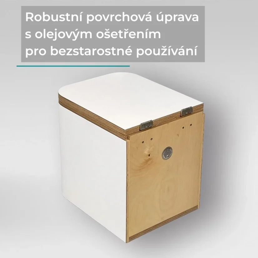 Separační pilinový záchod Trelino Timber M/L - Varianta: L, Barva: Bílá, Barva mísy: Antracit