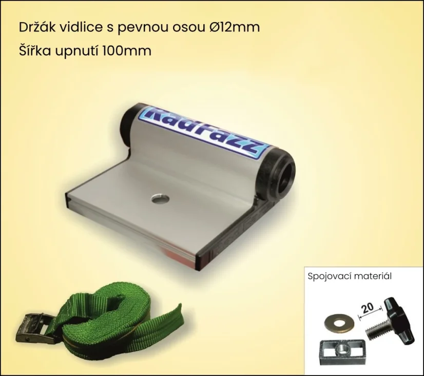 Držák vidlice s pevnou osou - Průměr osy kola: 12 mm, Šířka upnutí: 100 mm