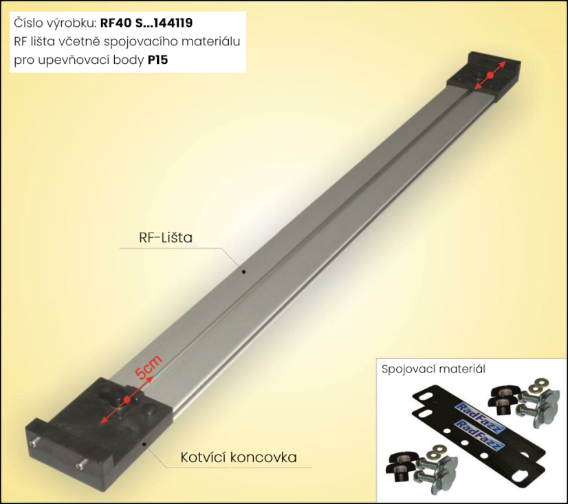 RF-Lišta - na stěnové lišty P15, B=122-132cm