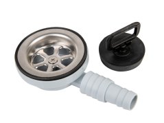 Odpadní sifon se zátkou - vývod bokem, 90° ohyb, 20-25 mm