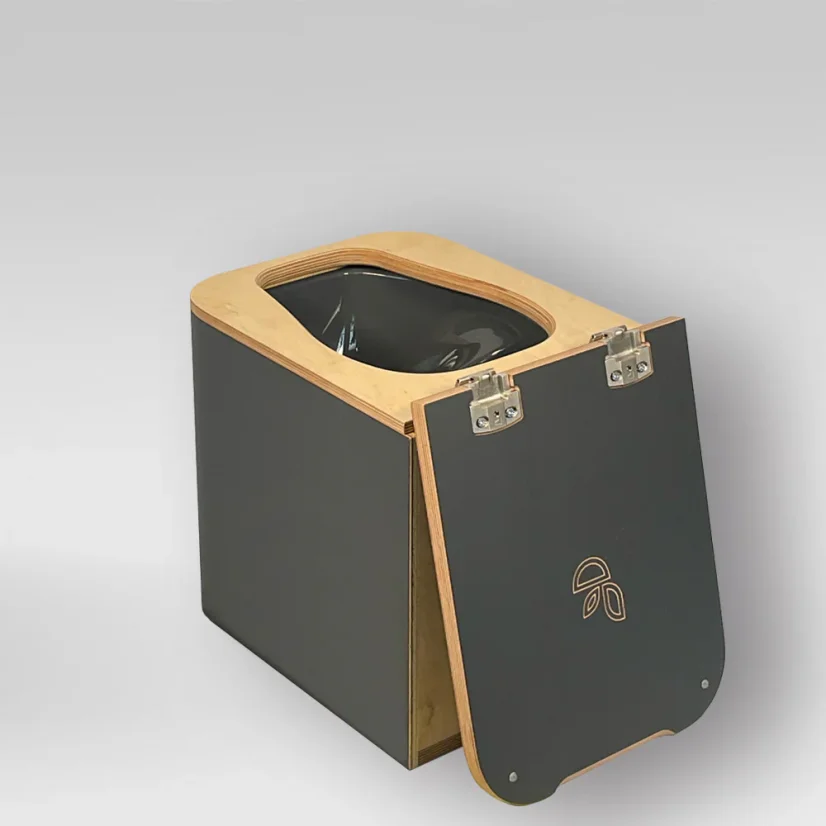 Separační pilinový záchod Trelino Timber M/L - Varianta: L, Barva: Bílá, Barva mísy: Antracit